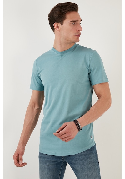Buratti % 100 Pamuk Regular Fit Bisiklet Yaka T Shirt Erkek T Shirt 5902511 Mavi