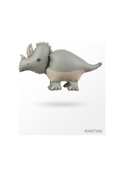 Gri Mat Triceratops Retro Dinozor Folyo Balon 69x40 Cm Dinozor Temalı Çocuk Doğum Günü Parti Süsü Çok Renkli