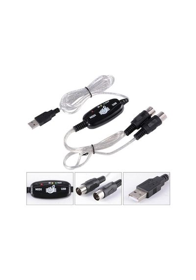 Usb Midi Kablo Org Adaptör Keyboard Adapter Piyano - 2 Metre