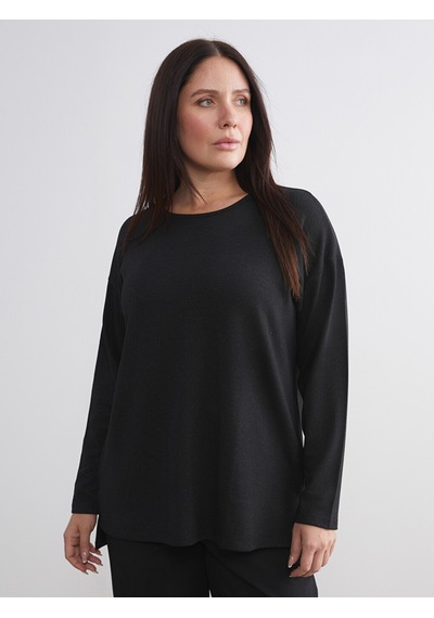 Lcw Everyday Siyah Bisiklet Yaka Oversize Kadın Tişört