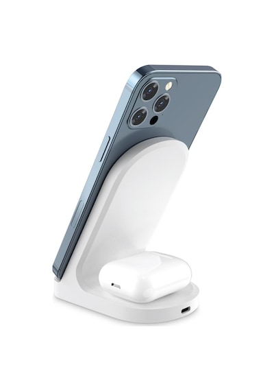 Polosmart Pbs129 2 İn 1 Masaüstü Kablosuz Telefon Kulaklık Şarj Cihazı Beyaz