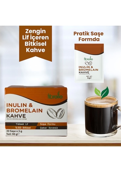 Fibrelle İnülin-bromelain Kahve  30 Adet 3 Gr Kutu Saşe 90 G Diğer