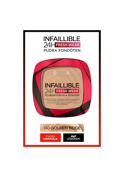 L'Oreal Paris Infaillible 24H Fresh Wear Pudra Fondöten 140 Golden Beige