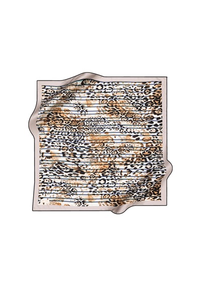Leopar Desenli Pierre Cardin Crepe Saten Eşarp Beyaz-lila Beyaz-lila