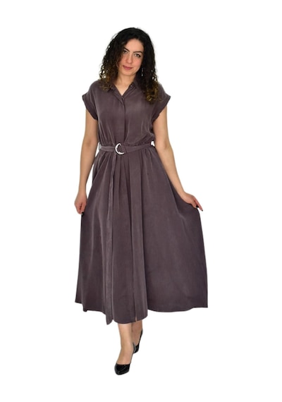 Baglan Kadın Beli Kemerli Elbise Bgl-st04639 Kahve