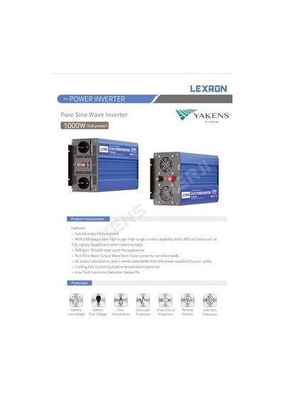 1000 Watt 12v Tam Sinüs İnverter Lexron 10"