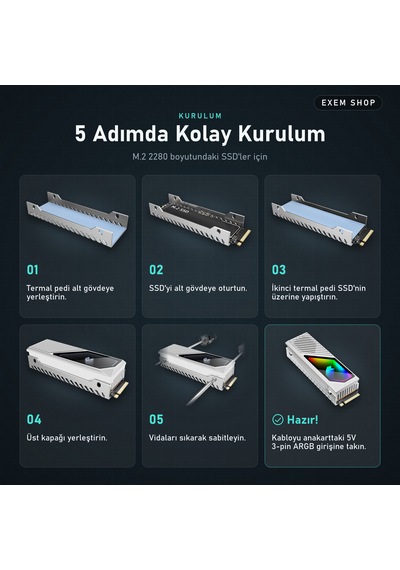 Fanlı Argb Ssd Soğutucu Beyaz Renk Beyaz - Argb