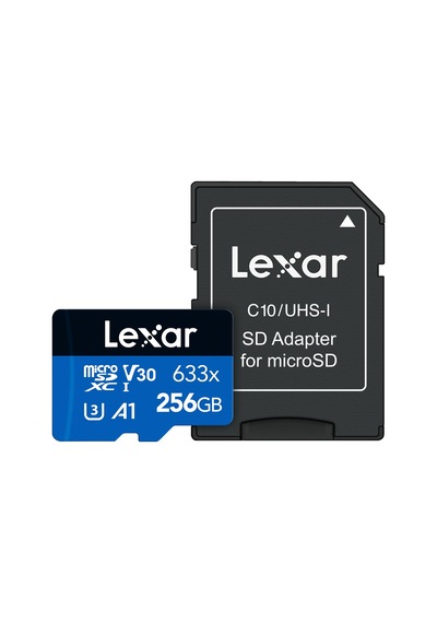 Lexar LSDMI256BBEU633A 256GB 633X microSDXC UHS-I 100Mb/sn Read 45Mb/sn Write + SD Adaptor U3 A1 V30 4K Class10 Hafıza Kartı