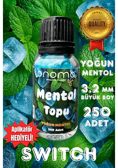 Premium Mentol Topu Switch Aroma Kapsülleri Yoğun Mentol Ice Mint 250 Adet Mavi