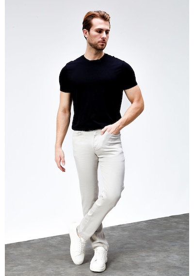 HLT Jeans Erkek Taşlamalı Mavi Regular Fit Rahat Kesim Esnek Likralı Denim Jeans Kot Pantolon Hlthe001918 Taş