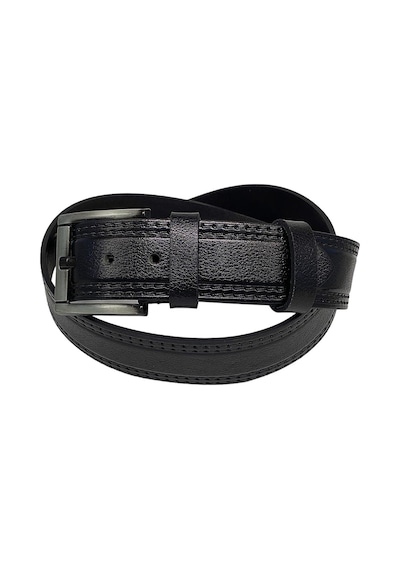 Süzer Deri 4.5 Cm Spor %100 Hakiki Manda Derisi Lüks Kemer Siyah Dikiş Desenli Siyah