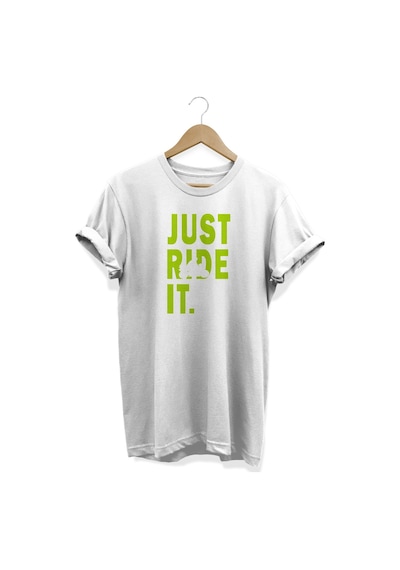 Just Ride It Baskılı Beyaz T-shirt Beyaz