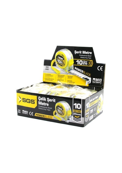 12 Adet 10mt X 25mt Şeffaf Stoplu Şerit Metre 5468 Standart