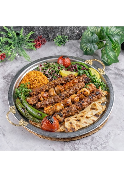 430 Kalite Krom Çelik Kulplu 6 Adet Tepsi 35 Cm Fırına Uygun, Osmanlı Motifli, Kebap & Restoran Sunum Tepsisi Gri