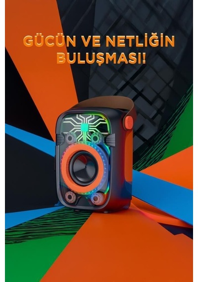 Delux Serisi Bluetooth Hoparlör Rgb Işıklı 10w D77 Siyah Müzik Doğum Günü Sürpriz