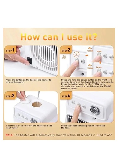 Masaüstü Nemlendiricili Fanlı Isıtıcı, 2000w 3 Kademeli Hızlı Hava Isıtıcı Xh-1202