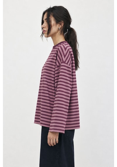Hiccup Bıpantolon Kadın Oversize Çizgili Bisiklet Yaka Sweatshirt Mor