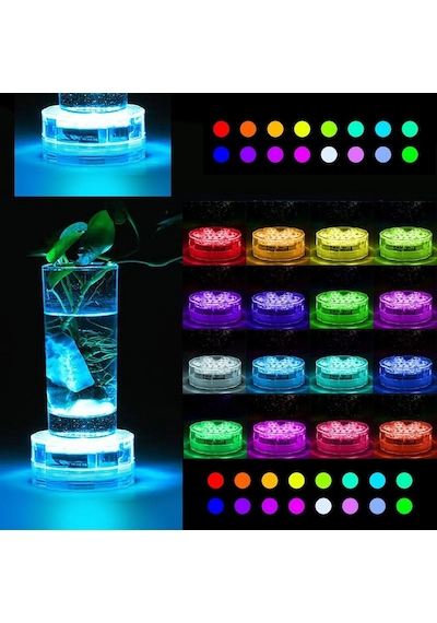 Rgb Havuz Işığı Led Işıklı Bardak Altlığı Rgb Submersible Led Light Ip68 Remote Control Su Geçirmez