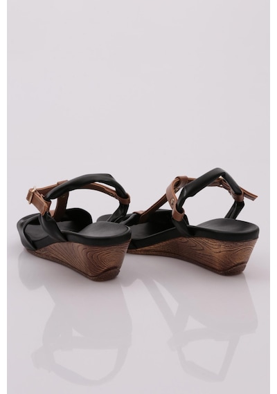 Dgn 1512 Kadin Kalin Topuk Sandalet 1512-2027-R1534 Siyah