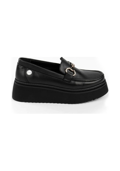 Mammamia D24ya-3055 Kadın Deri Loafer Ayakkabı Siyah Pen