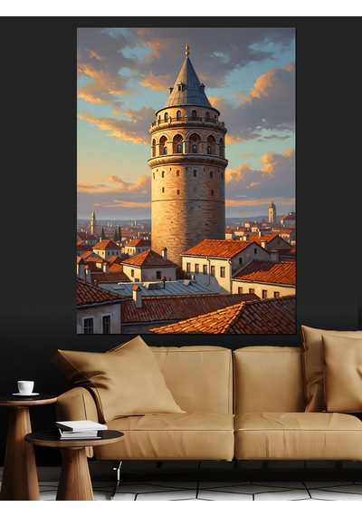 Ahşap Tablo Galata Kulesi Ve İstanbul Şehri