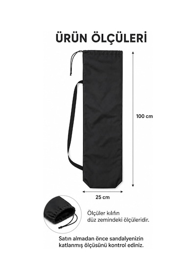 Kamp Sandalyesi Taşıma Kılıfı, Antrasit 100 25 Cm