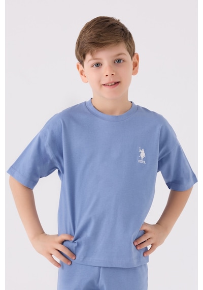 U.S. Polo Assn. Erkek Çocuk Kirli Mavi Bermuda Takımı 5274-43675 İndigo