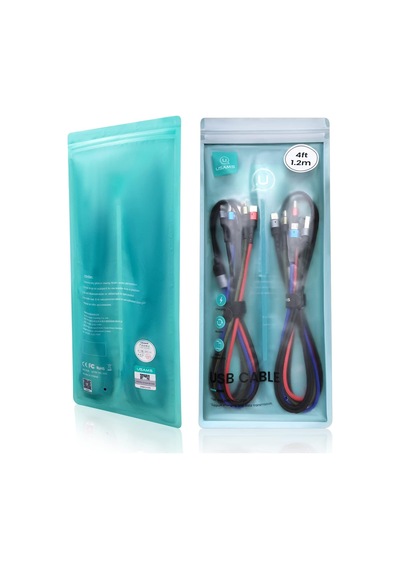 2 Paket Çoklu Şarj Kablosu Çoklu Şarj Kablosu Naylon Örgülü Kısa 4ft 4 İn 1 Usb Şarj Kablosu Telefon/tip C/mikr Diğer