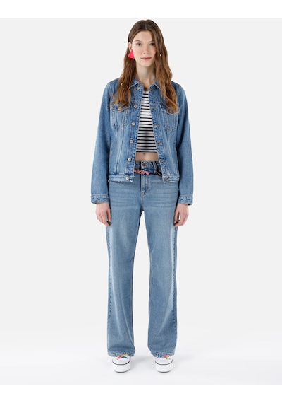 Colins Dar Kesim Kadın Mavi Jean Ceket Denim