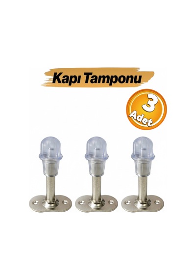 Metal Kapı Stoperi Kapı Tamponu Gümüş 8 Cm 3 Adet Krom