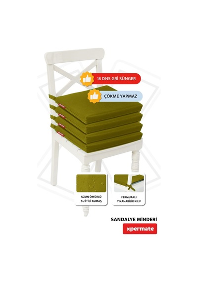 Xpermate 4'lü Sandalye Minderi Su İtici Kumaş 40 x 40 CM Yeşil
