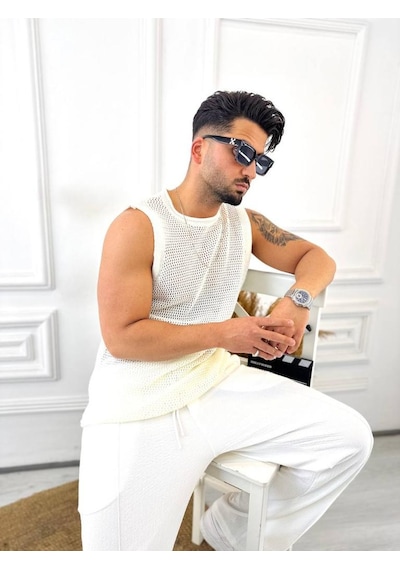 T-shirt Nefes Alabilen Terletmez Pamuklu Fileli Tişört Oversize Tshirt Sıfır Kol Tişört Beyaz
