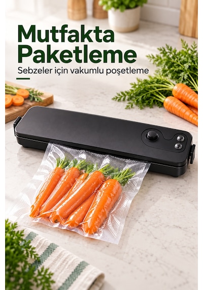 Vakum Makinesi Isı İle Poşet Kapatma Özellikli Siyah Diğer