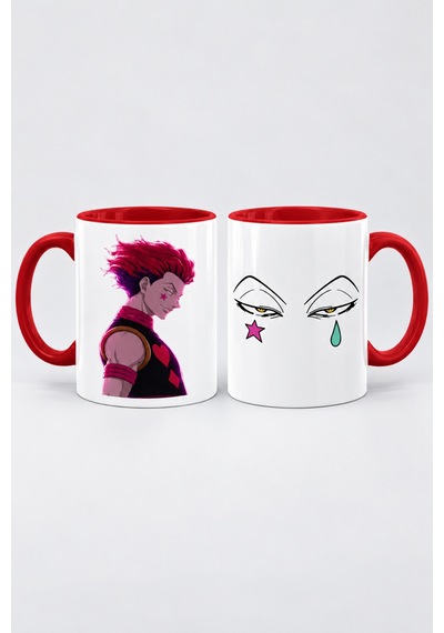 Hunter X Hunter Hisoka Baskılı Seramik Hediye Kupa Bardak Kişiye Özel Kişiselleştirilebilir Anime Kırmızı