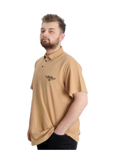 Mode Xl Büyük Beden Erkek T-Shirt Polo Aırforce 23337 Bej 001