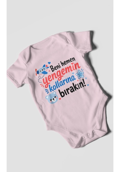 Morivokids Yengeye Özel Kısa Kollu Bebek Body %100 Pamuk Zbn150-kk Bebe Pembe