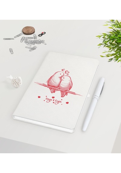 Kişiye Özel Sevgililer Günü Beyaz Defter Kalem Seti-37