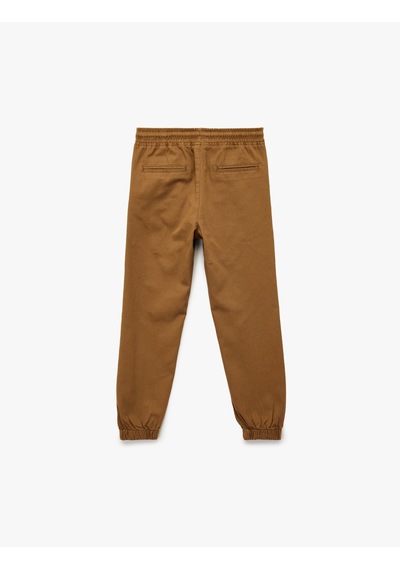 Koton Pamuklu Beli Bağcıklı Cepli Jogger Gabardin Pantolon Deve Tüyü 6skb40018tw Taba