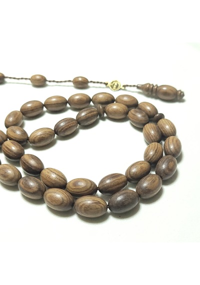Sandal Ağacı Tesbih Yumurta 8,5x13. Kahverengi - Siyah