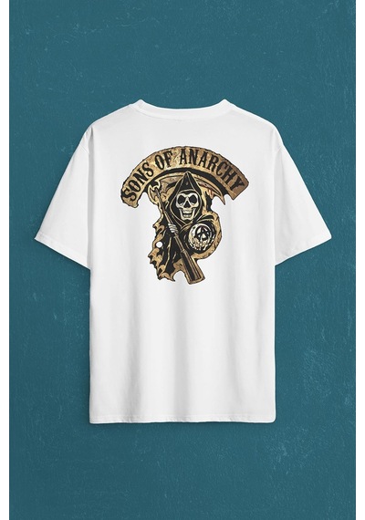 Anarşi Eylem I How To Draw The Sons Of Anarchy Sırt Ön Baskılı Oversize Tişört Unisex T-shirt 001