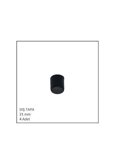 Plastik Dış Tapa, Profil Tapası, Yuvarlak, Siyah, 21 Mm 4 Adet Siyah