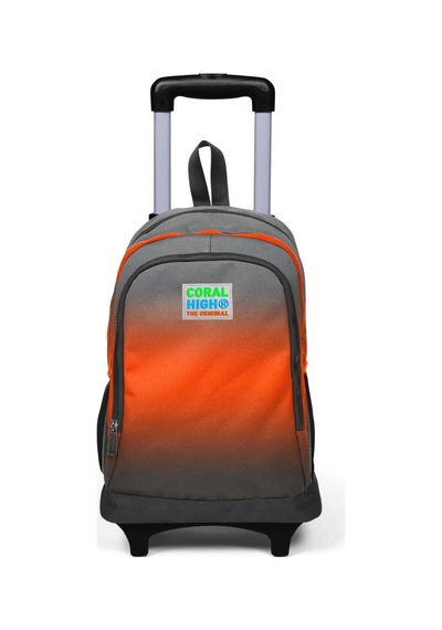 Coral High Kids Gri Turuncu Renk Geçişli Üç Bölmeli Çekçekli Okul Sırt Çantası 23948