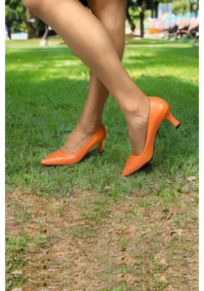 Preshley Kadın Sity Turuncu 6 Cm İnce Topuklu Stiletto Turuncu