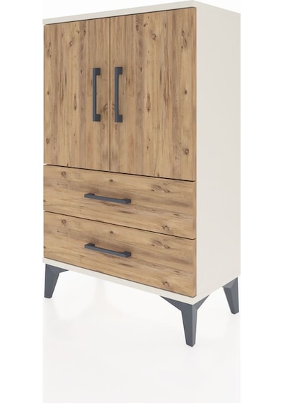 Arges Komodin 2 Raflı 2 Çekmeceli 2 Kapaklı 60x30x96 Aytaşı-çam Aytaşı