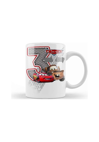 Şimşek Mcqueen 3 Üç Yaş Hediyesi Kupa Bardak Porselen Karışık
