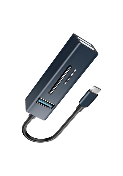 Lexroo Type-c To Usb Dönüştürücü 3.0 Hub 5in1 Port Hızlı Aktarım 5gbps Usb Hafıza Kart Okuyucu