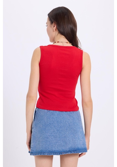 Tudors Kadın Slim Fit Dar Kesim V Yaka Sıfır Kol Pamuklu Ribanalı Kırmızı Bluz-38835 Kırmızı Tudors Kadın Slim Fit Dar Kesim V Yaka Sıfır Kol Pamuklu Ribanalı Kırmızı Bluz-38835 Kırmızı