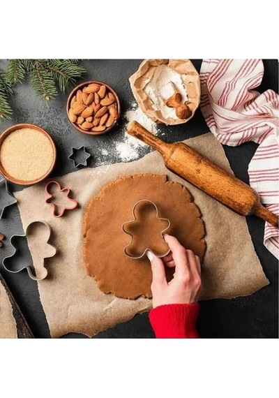 Yılbaşı Noel Gingerman Bebek Zencefilli Kurabiye Adam Kalıp Metal Kopat Metalik