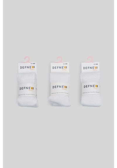 Defne Baby 3 Çift Pamuklu Kız Çocuk Ve Bebek Külotlu Çorap Beyaz