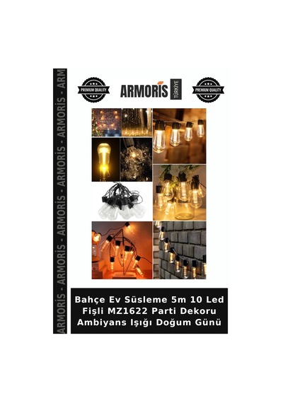 Bahçe Ev Süsleme 5m 10 Led Fişli Mz1622 Parti Dekoru Ambiyans Işığı Doğum Günü Gün Işığı